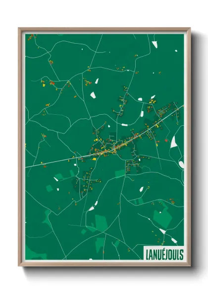 Une affiche de carte sur Lanuéjouls