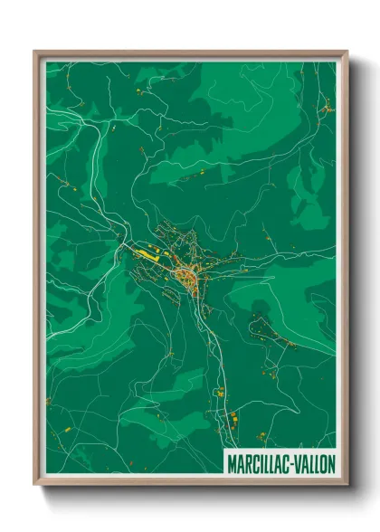 Une affiche de carte sur Marcillac-Vallon