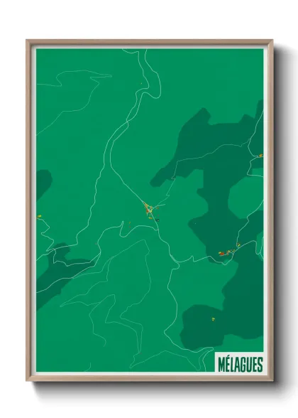 Une affiche de carte sur Mélagues