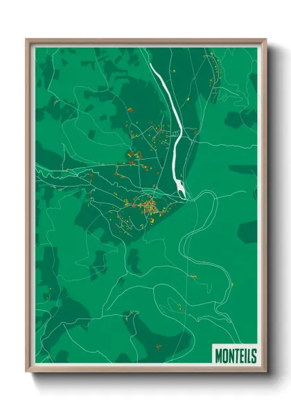 Une affiche de carte sur Monteils