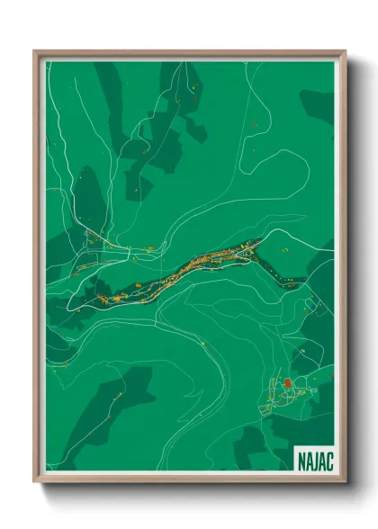 Une affiche de carte sur Najac