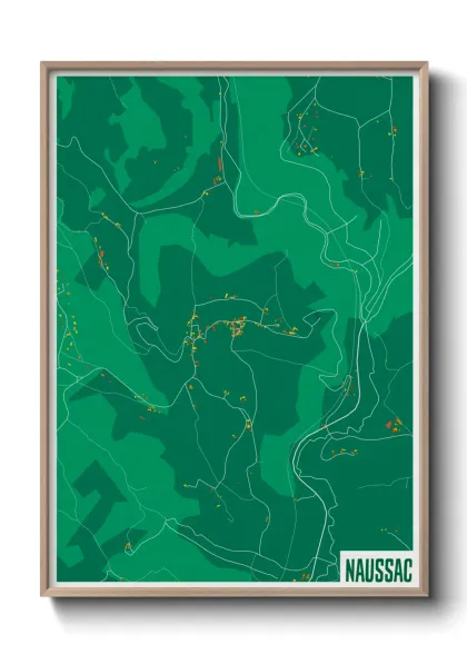 Une affiche de carte sur Naussac