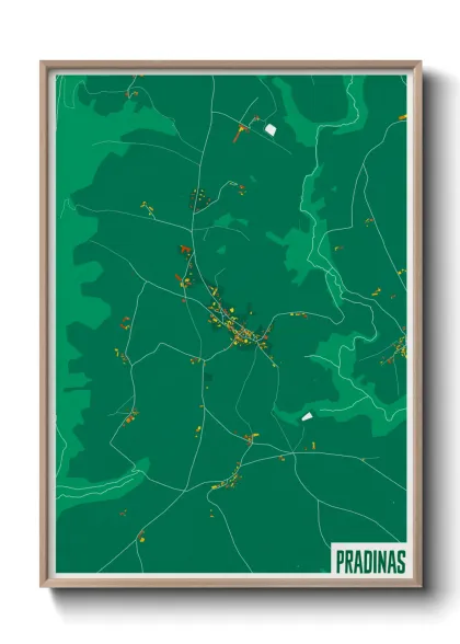 Une affiche de carte sur Pradinas