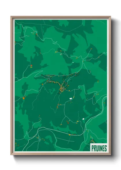 Une affiche de carte sur Pruines