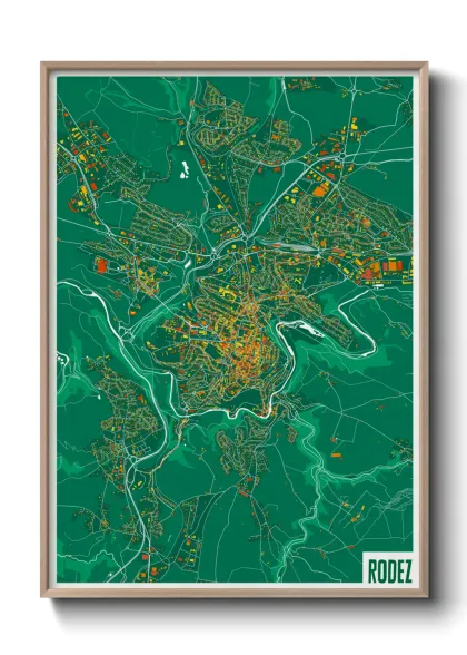 Une affiche de carte sur Rodez