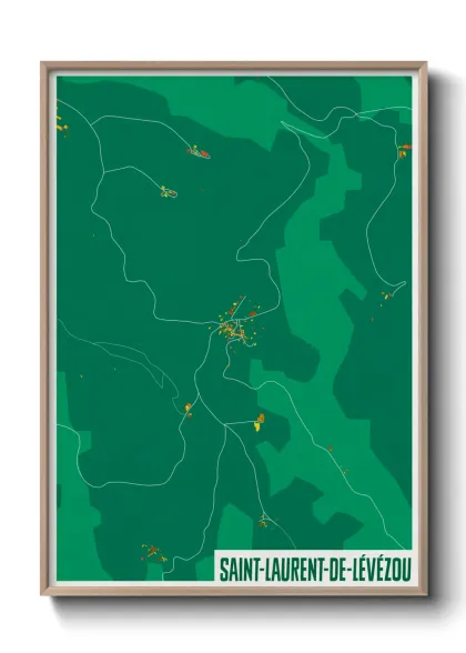 Une affiche de carte sur Saint-Laurent-de-Lévézou