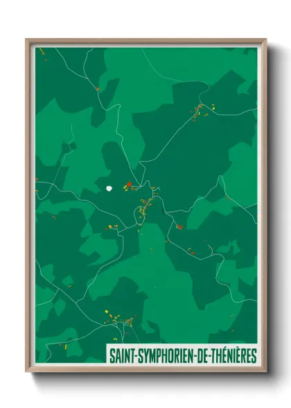 Une affiche de carte sur Saint-Symphorien-de-Thénières