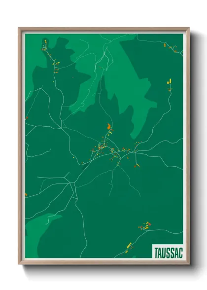 Une affiche de carte sur Taussac
