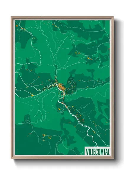 Une affiche de carte sur Villecomtal