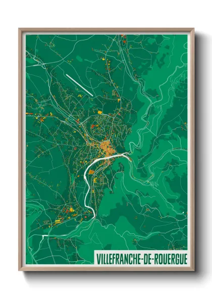 Une affiche de carte sur Villefranche-de-Rouergue