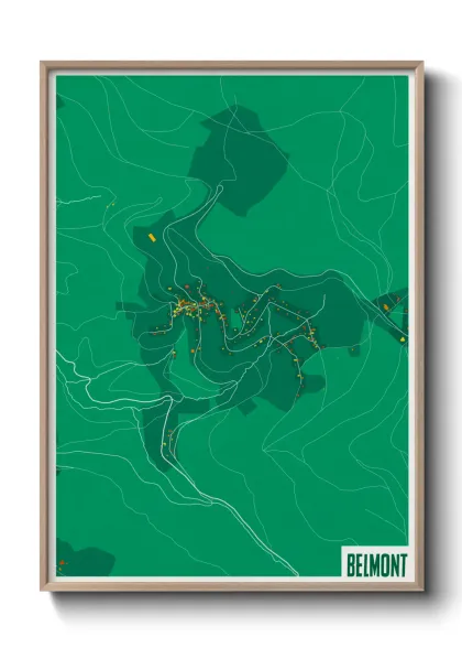 Une affiche de carte sur Belmont