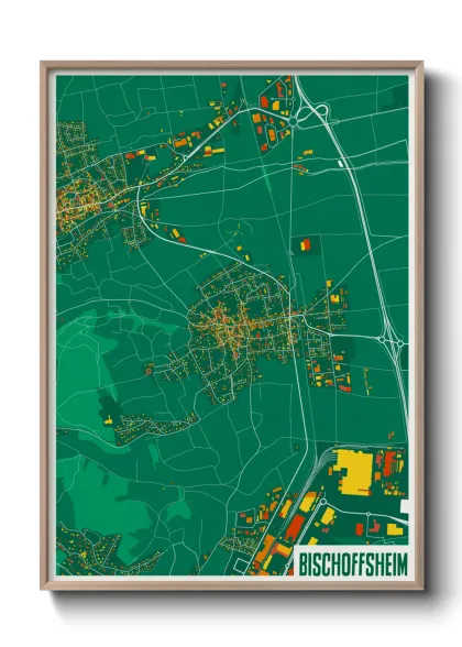 Une affiche de carte sur Bischoffsheim