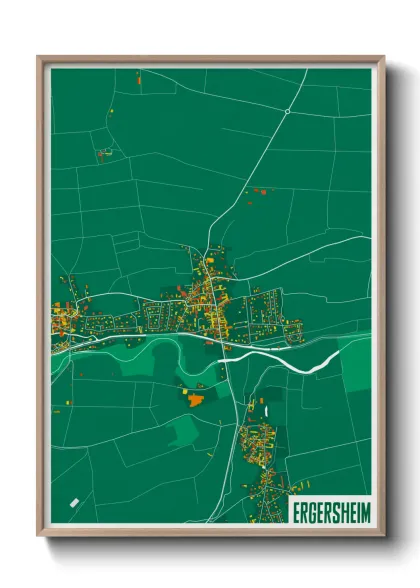 Une affiche de carte sur Ergersheim