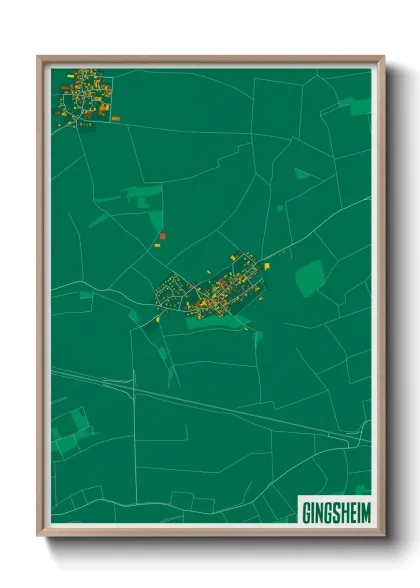 Une affiche de carte sur Gingsheim