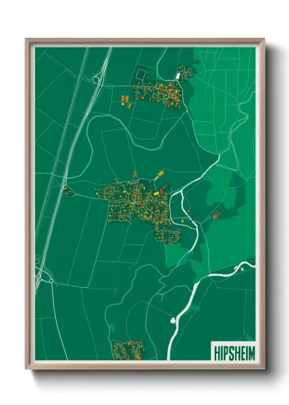 Une affiche de carte sur Hipsheim
