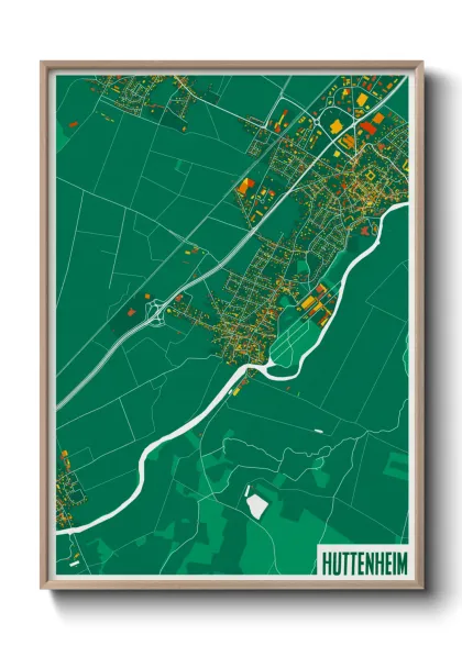 Une affiche de carte sur Huttenheim