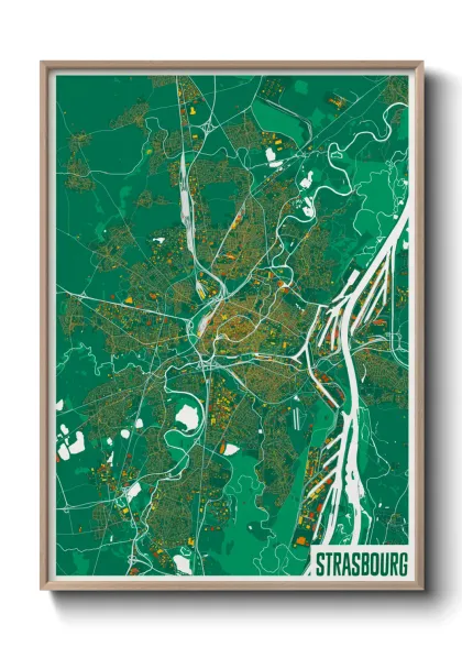 Une affiche de carte sur Strasbourg