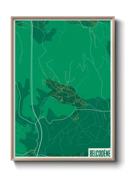 Une affiche de carte sur Belcodène