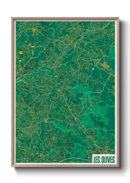Une affiche de carte sur Les Olives