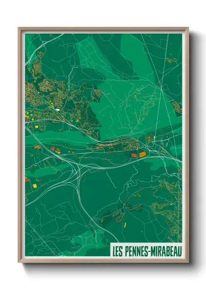 Une affiche de carte sur Les Pennes-Mirabeau
