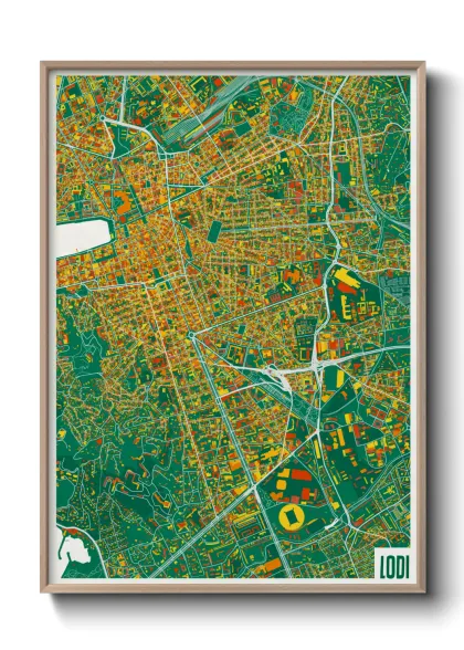 Une affiche de carte sur Lodi