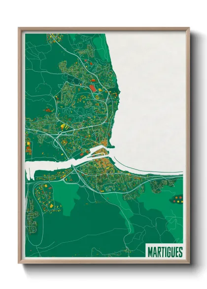 Une affiche de carte sur Martigues