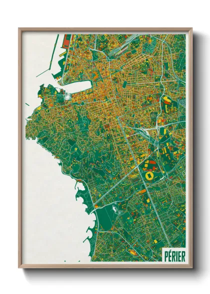 Une affiche de carte sur Périer