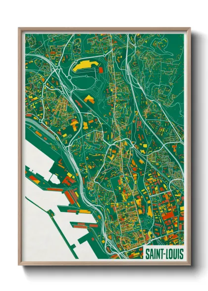 Une affiche de carte sur Saint-Louis