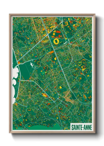 Une affiche de carte sur Sainte-Anne