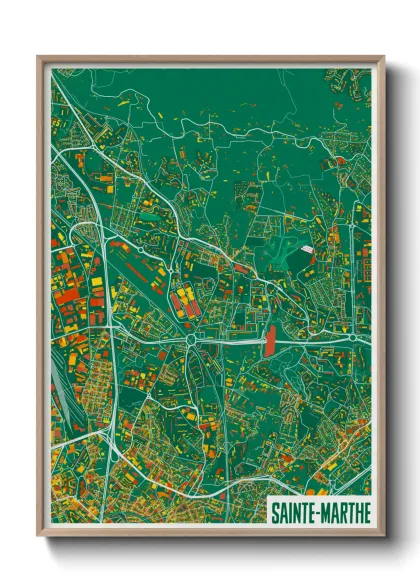 Une affiche de carte sur Sainte-Marthe