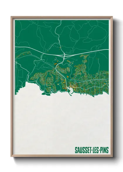 Une affiche de carte sur Sausset-les-Pins