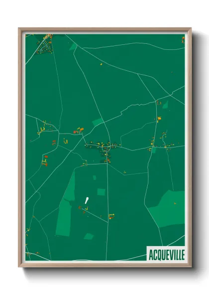 Une affiche de carte sur Acqueville