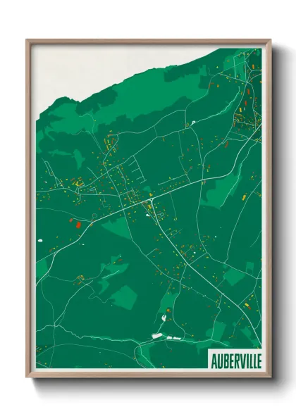 Une affiche de carte sur Auberville
