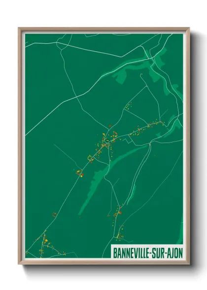 Une affiche de carte sur Banneville-sur-Ajon