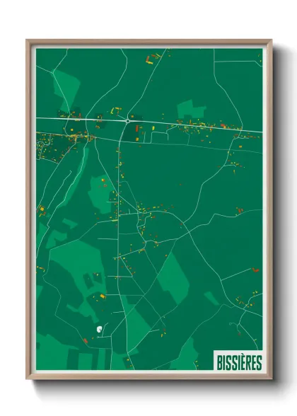 Une affiche de carte sur Bissières