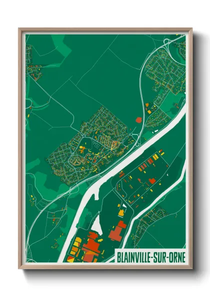 Une affiche de carte sur Blainville-sur-Orne