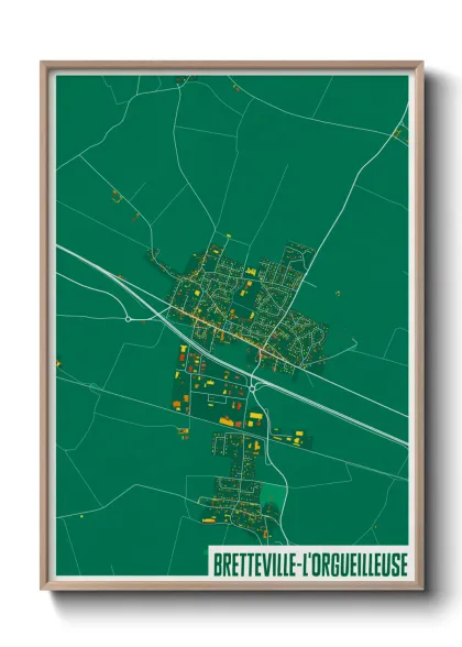 Une affiche de carte sur Bretteville-l'Orgueilleuse