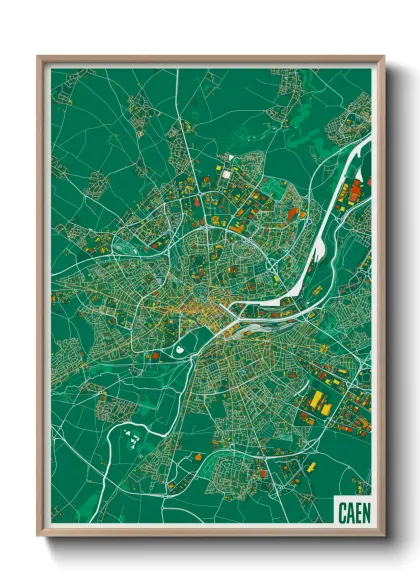 Une affiche de carte sur Caen