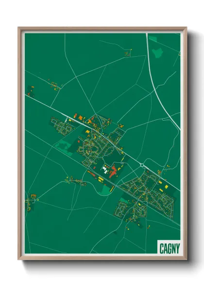 Une affiche de carte sur Cagny