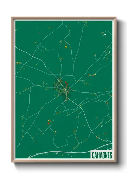 Une affiche de carte sur Cahagnes