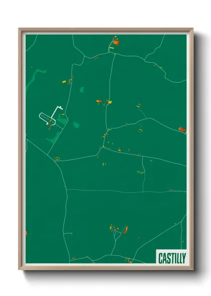 Une affiche de carte sur Castilly