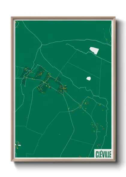Une affiche de carte sur Cléville