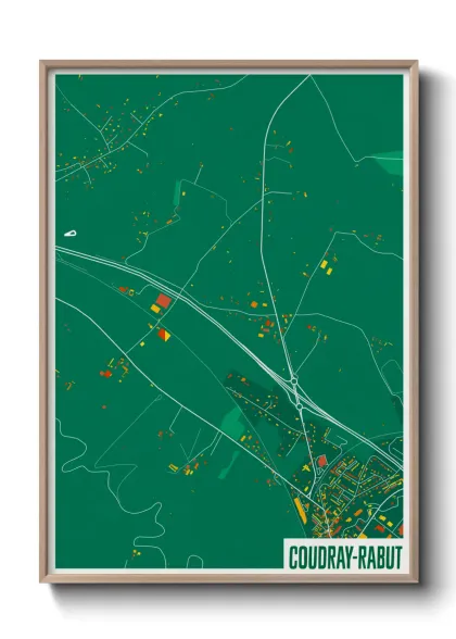 Une affiche de carte sur Coudray-Rabut
