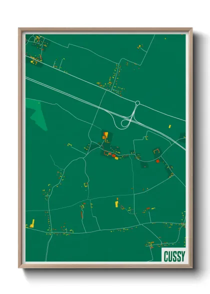 Une affiche de carte sur Cussy