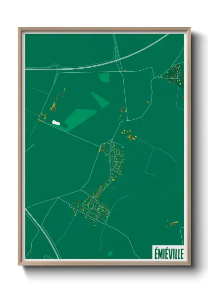 Une affiche de carte sur Émiéville