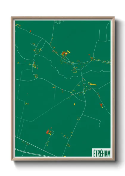 Une affiche de carte sur Étréham