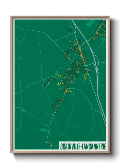 Une affiche de carte sur Grainville-Langannerie