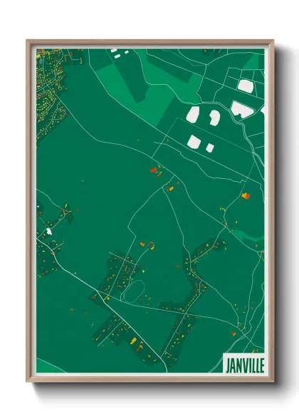 Une affiche de carte sur Janville