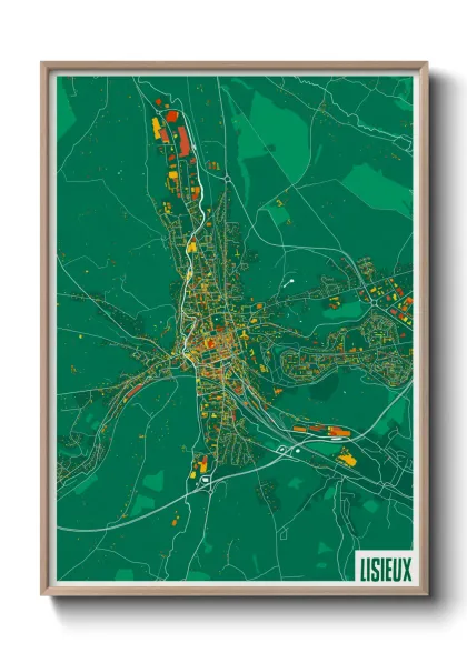 Une affiche de carte sur Lisieux