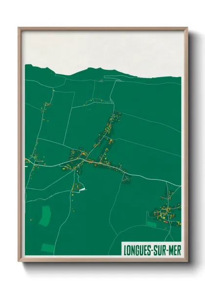 Une affiche de carte sur Longues-sur-Mer